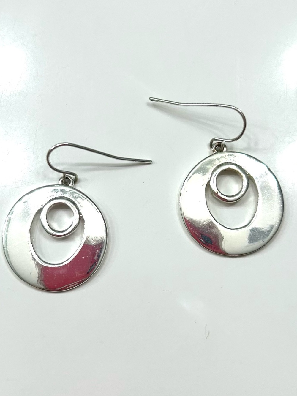 Silver Circular Drop Earrings - Classic Women's Jewelry